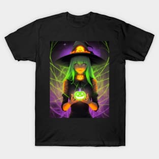 Halloween spooky cute black witch T-Shirt